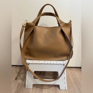 Melie Bianco Camel Tan Leather Shoulder Bag